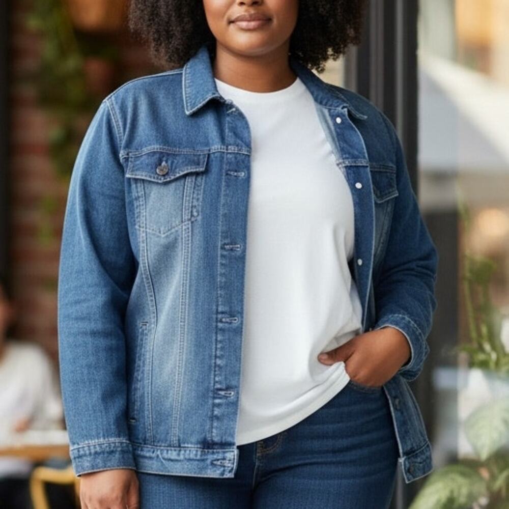 NWT ~ Women's Plus Size Thick Fur Fleece Lined Denim Jacket Jean Coat ~ Size 6X